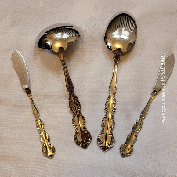 4pcONEIDA special set large ladle, large serving spoon, TWO! butter knives RARE! - Picture 7 of 17